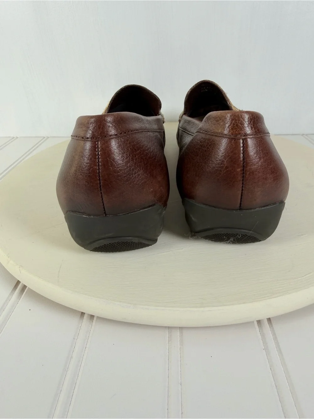 Vintage Studio C Womens Brown Leather Cheetah Calf Hair Slip-on Loafers Sz 41/10